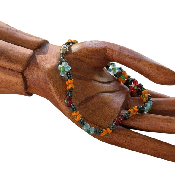 Boho Handcrafted Style Multicolour Beaded Anklet - Picture 2 of 8